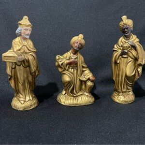 Vintage INARCO Nativity Three Wiseman Painted Gold Made in Japan *Read*